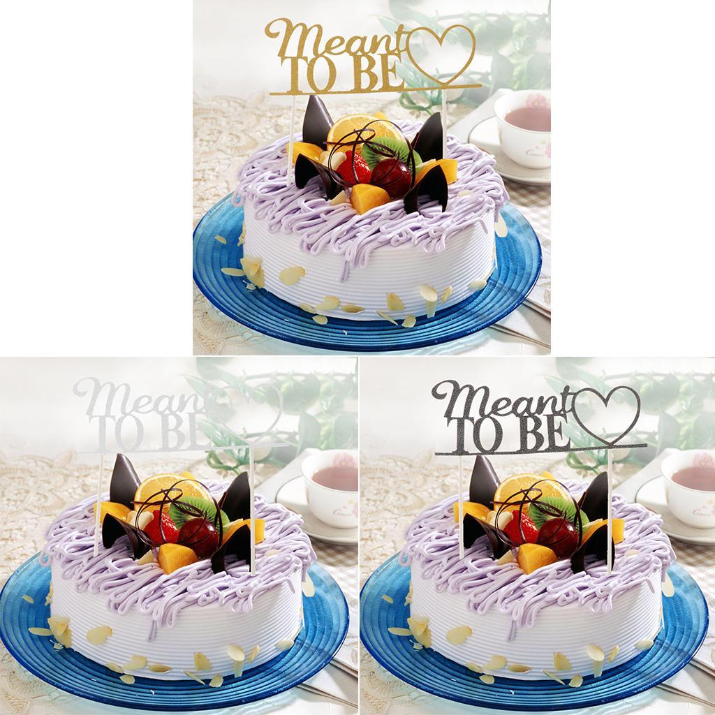 Glitter Paper Meant to Be Heart Cake Topper Wedding Party Cake Decor