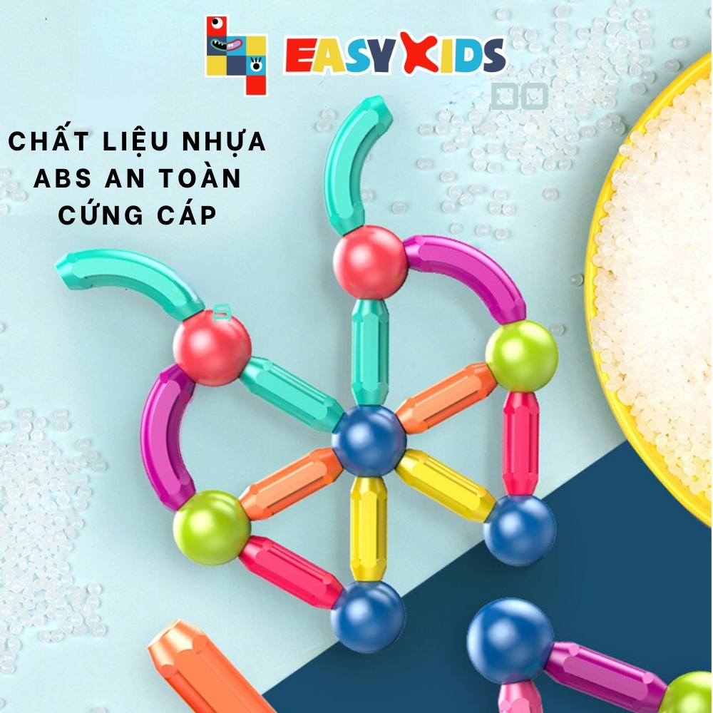 Bộ Đồ Chơi Xếp Hình Nam Châm Thông Minh Magnetic Blocks, Trò Chơi Nam Châm Xếp Hình Cho Bé Tăng IQ 64 Chi Tiết