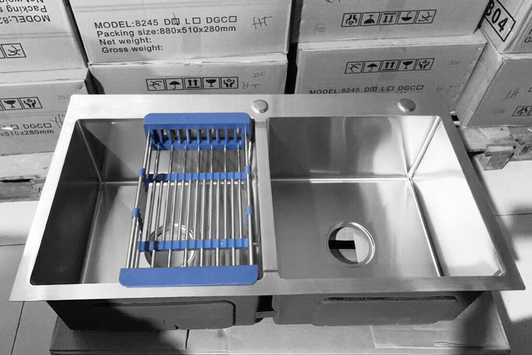 Chậu rửa chén bát Inox đúc nguyên khối 2 hộc