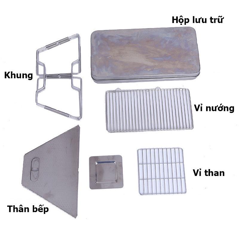 Bếp nướng than hoa ngoài trời cao - Bếp Nướng BBQ Không Khói Inox 304 - Cỡ vừa cho 4 đến 6 người 31x31cm