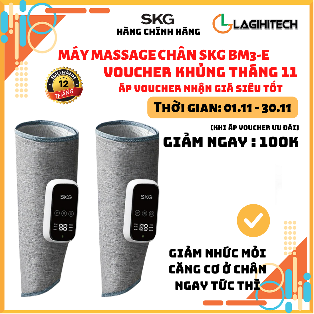 Máy massage chân SKG BM3-E giúp giảm đau, căng cứng cơ chân