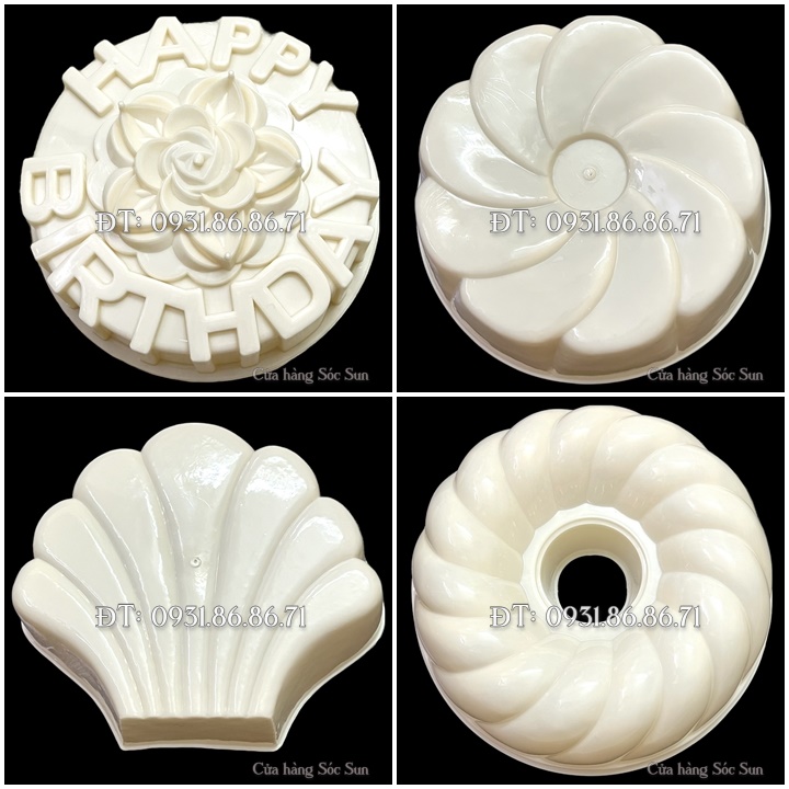 Bộ 4 khuôn nhựa làm bánh, rau câu loại 20 cm – Mã số 1956
