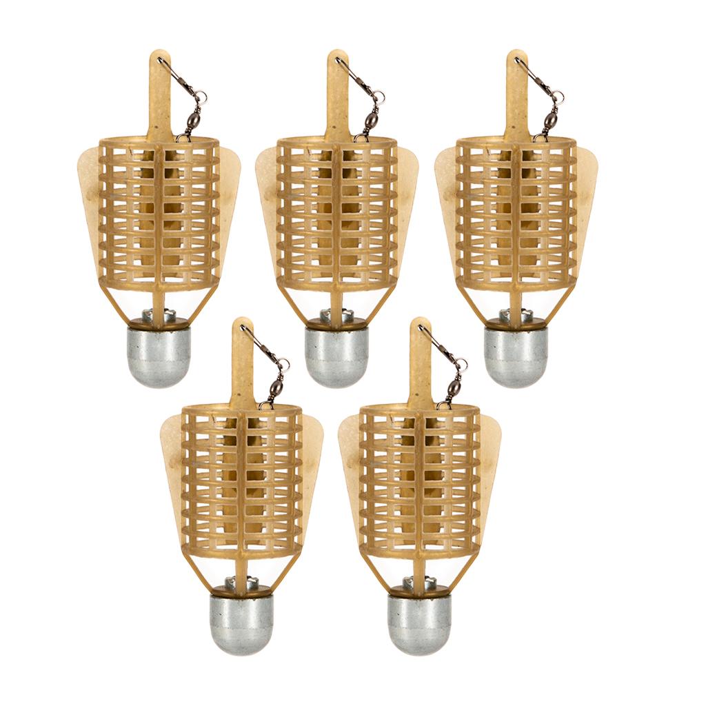 5X ABS Fishing Bait Cage Lure Cage Bait Fishing Basket Feeder Holder 20g