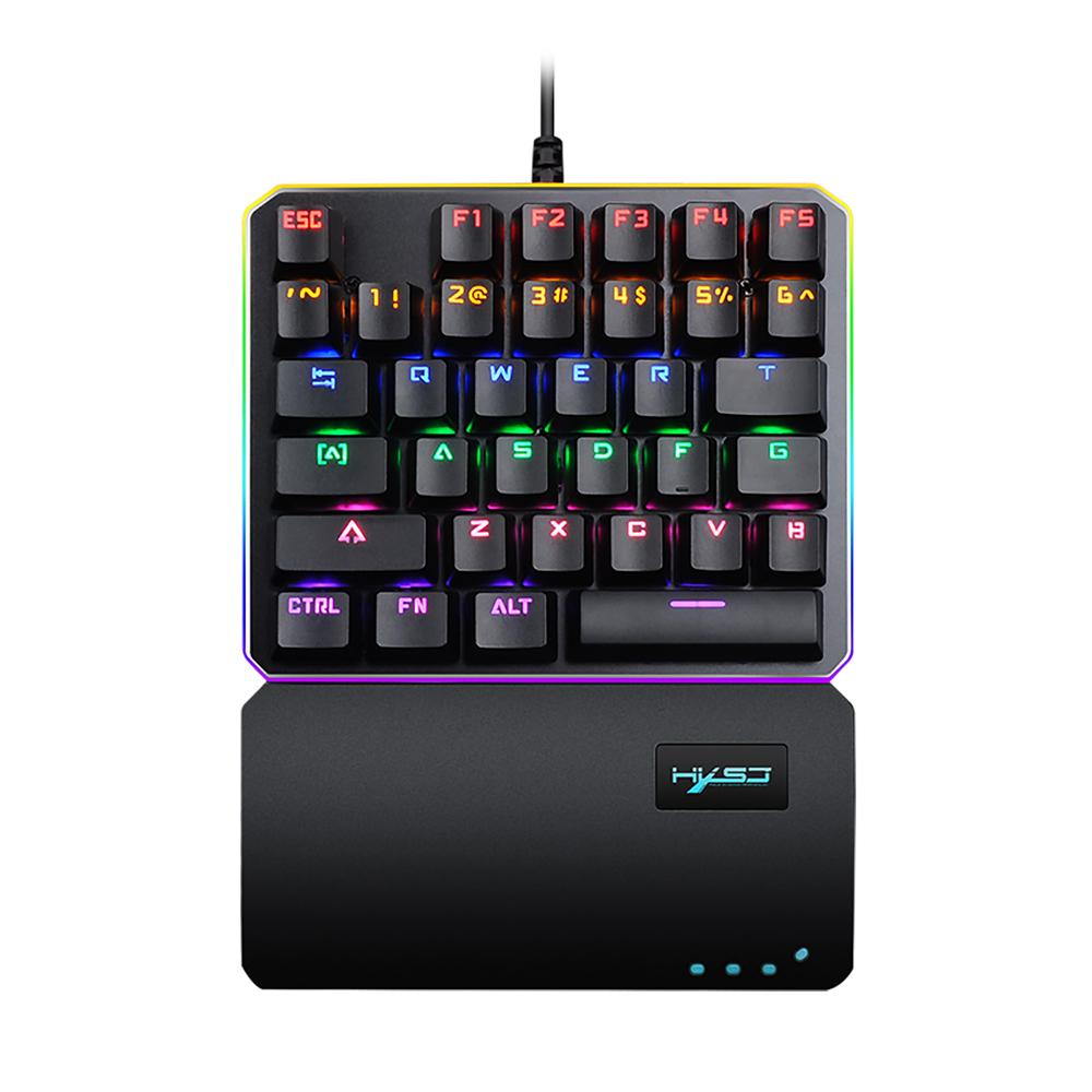 HXSJ V200 Keyboard 8 Backlit Mode Green Axis 35Keys Mechanical Keyboard Mini USB Wired Keypad Replacement for PUBG LOL