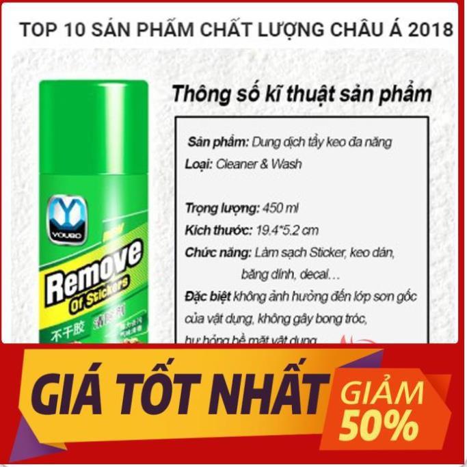 Bình dung dịch chai xịt tẩy keo dán băng dính đa năng Sticker Remover rửa sạch vết 3m decal nhựa đường