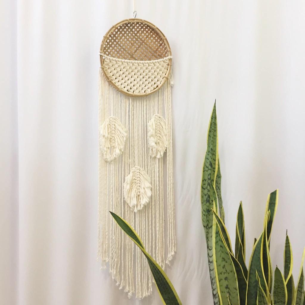 Giỏ trang trí treo tường - Giỏ trang trí đan tay thủ công chất liệu Macrame - Đủ màu