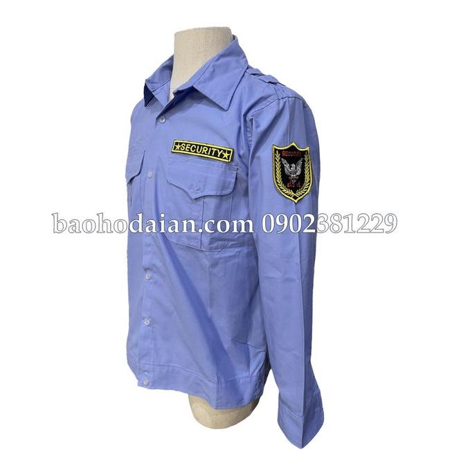 Áo bảo vệ bo dưới kiểu budong màu xanh dương kèm 2 logo - hình thật