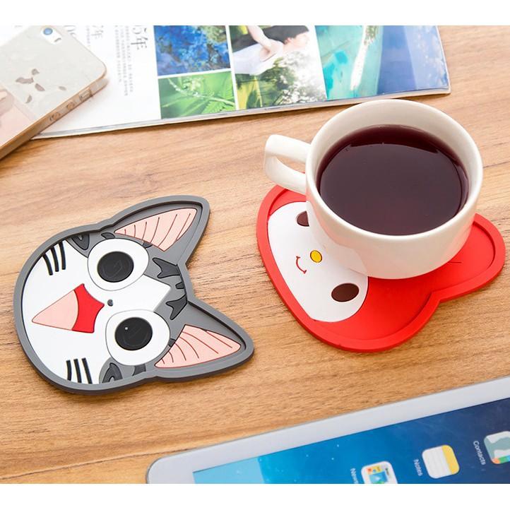 ĐẾ LÓT LY TẤM LÓT LY BẰNG SILICONE HÌNH THÚ GIỮ BÀN LUÔN KHÔ THOÁNG TIỆN DỤNG