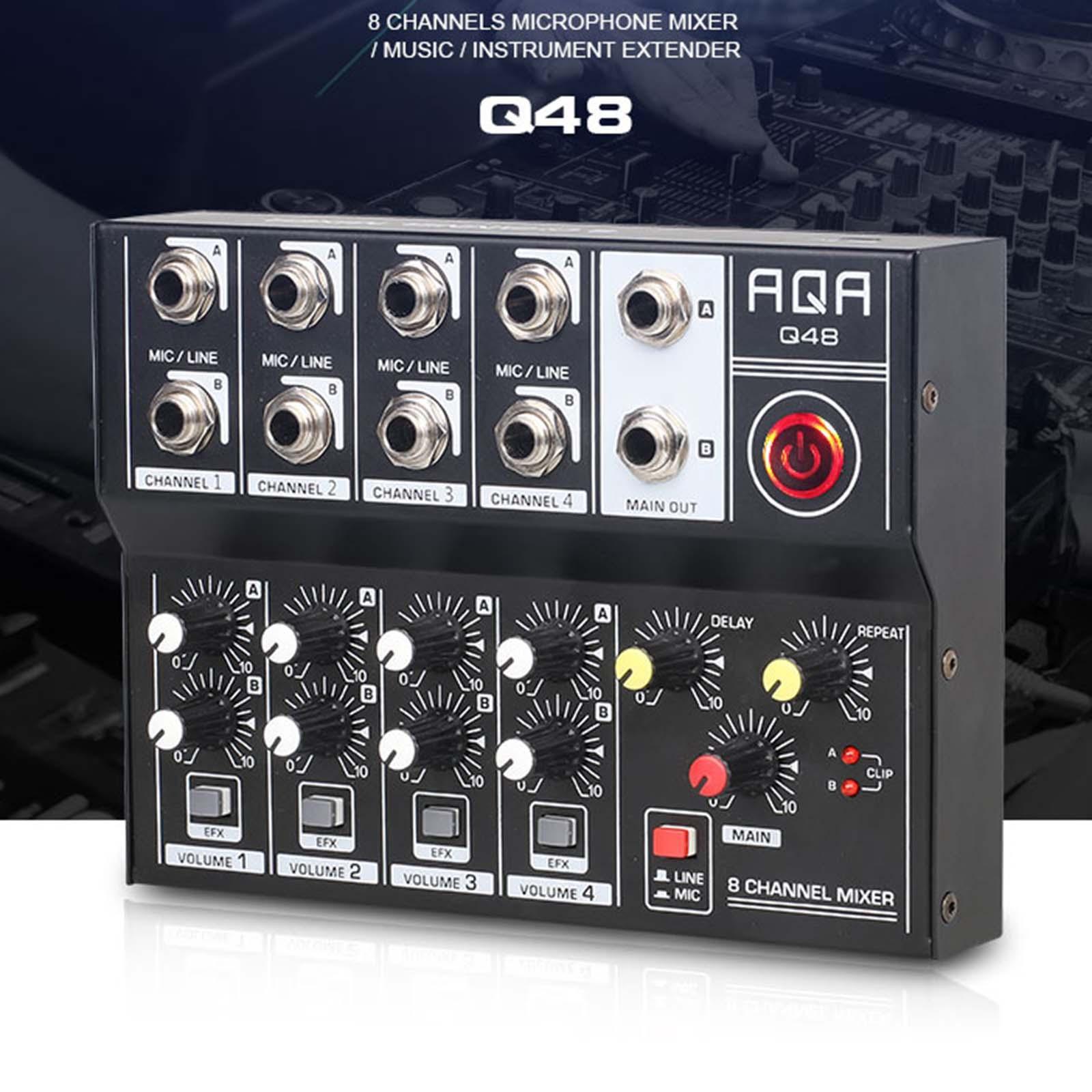8 Channel Mixer USB Interface Podcast Equipment Live  Compact Mixer