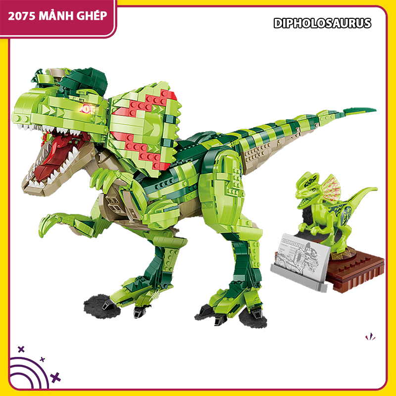 Đồ chơi lắp ráp Khủng long Ăn thịt FC6202 - Big Dinosaur Dipholosaurus - Xếp hình thông minh mô hình 2075 mảnh ghép