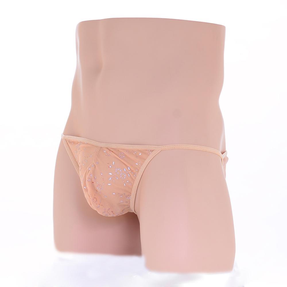 Mens Soft Briefs Underwear Thongs Bulge Pouch Bikini G-string Beige