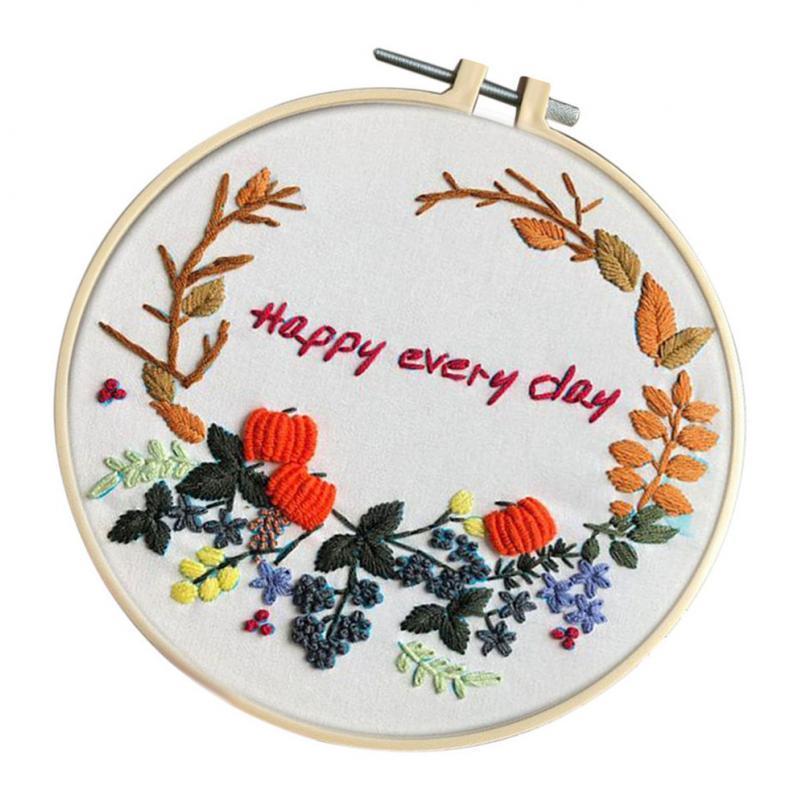 Full Range of Embroidery Starter Kit with 20cm Embroidery Hoop Style A