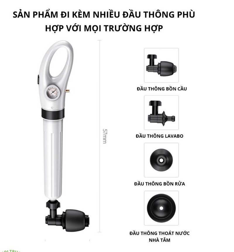 Máy Thông Tắc Bồn Cầu Toilet bị nghẹc High EuroPower Chỉ Với Một Nút Nhấn