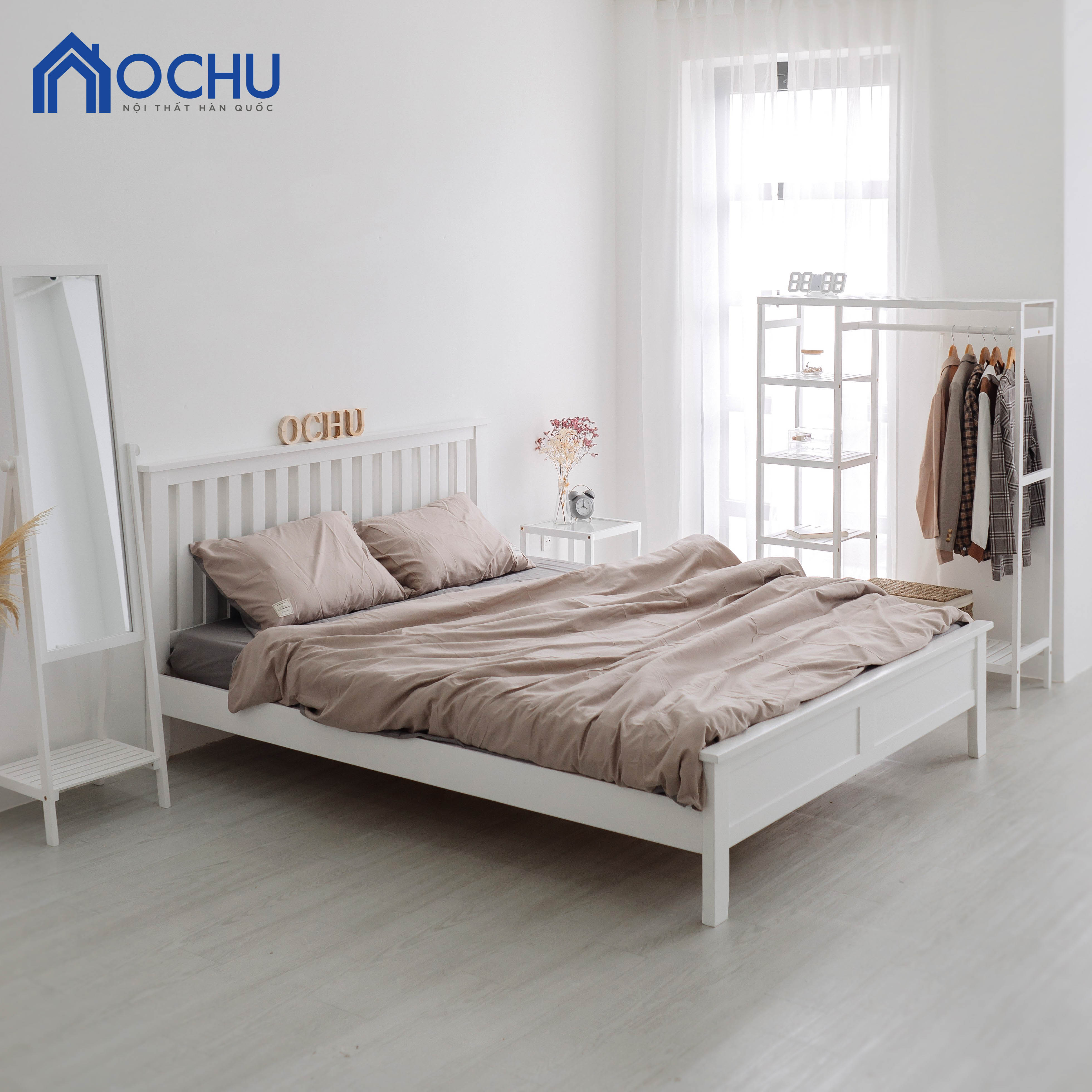 Bộ Giường Ngủ OCHU Gunpo Set Combo - White