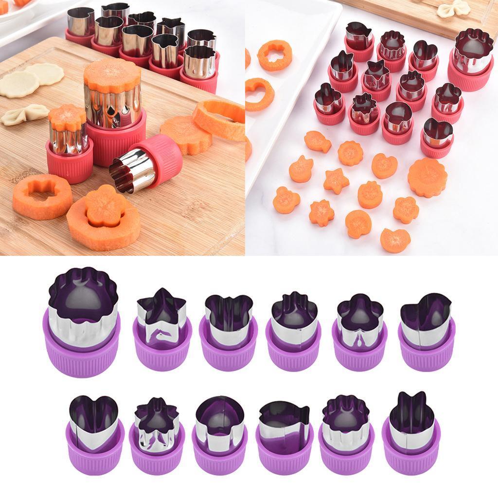 12 Pieces Biscuits Cutters Vegetable Cutter Shapes Set Baking Purple