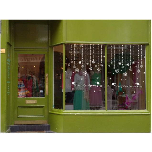 Decal trang trí Noel - Rèm dây kim tuyến hoa sao