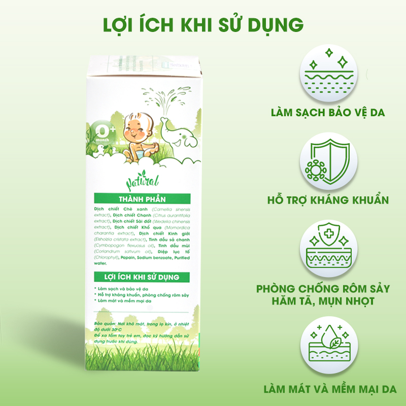 [Combo 2 chai 200ml] Sữa tắm gội thảo dược không bọt cho trẻ sơ sinh và trẻ nhỏ Elemis - Chai 200ml - Sạch dịu nhẹ, mịn làn da - Diệt khuẩn, bảo vệ da, giảm, ngăn ngừa rôm sảy, mụn nhọt