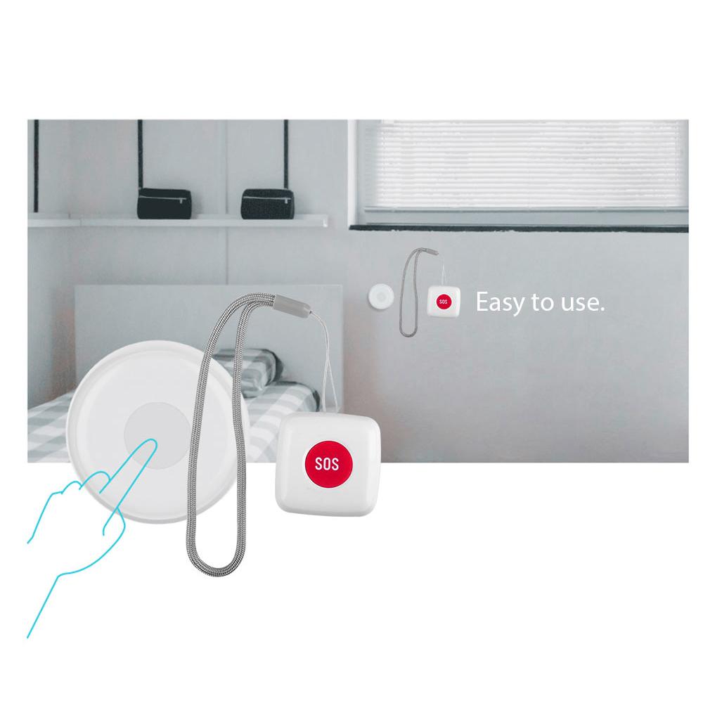 Tuya Zigbee Wireless Remote Call Button SOS/Emergency Button Caregiver Pager for Bed/Chair/Floor Mat Fall Alarm Patient Elderly Disabled Press for Help Caregiver/Nurse Alert System Work with Tuya Zigbee Hub