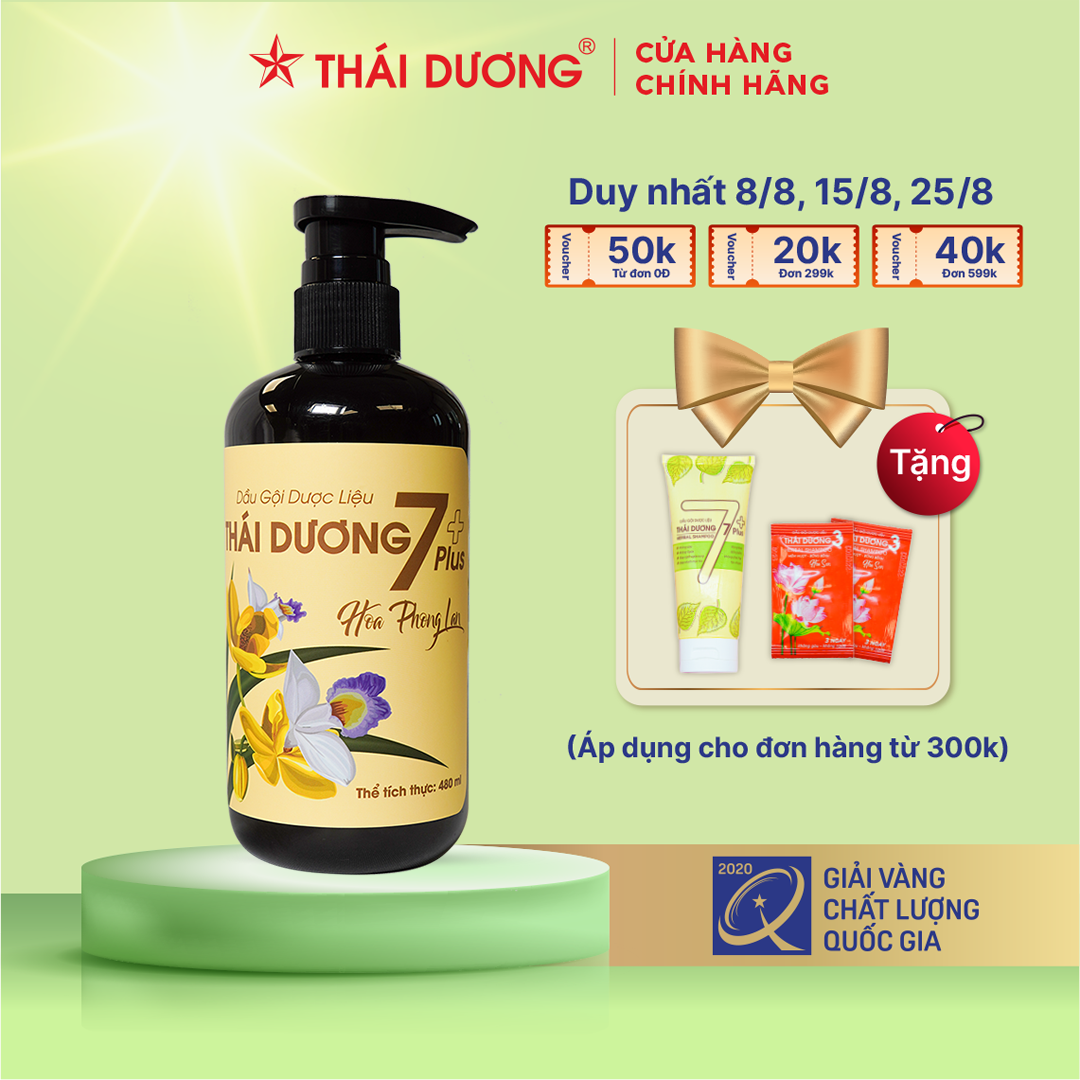 Cặp gội - xả dược liệu Thái Dương 7 Plus - Sao Thái Dương - 480ml