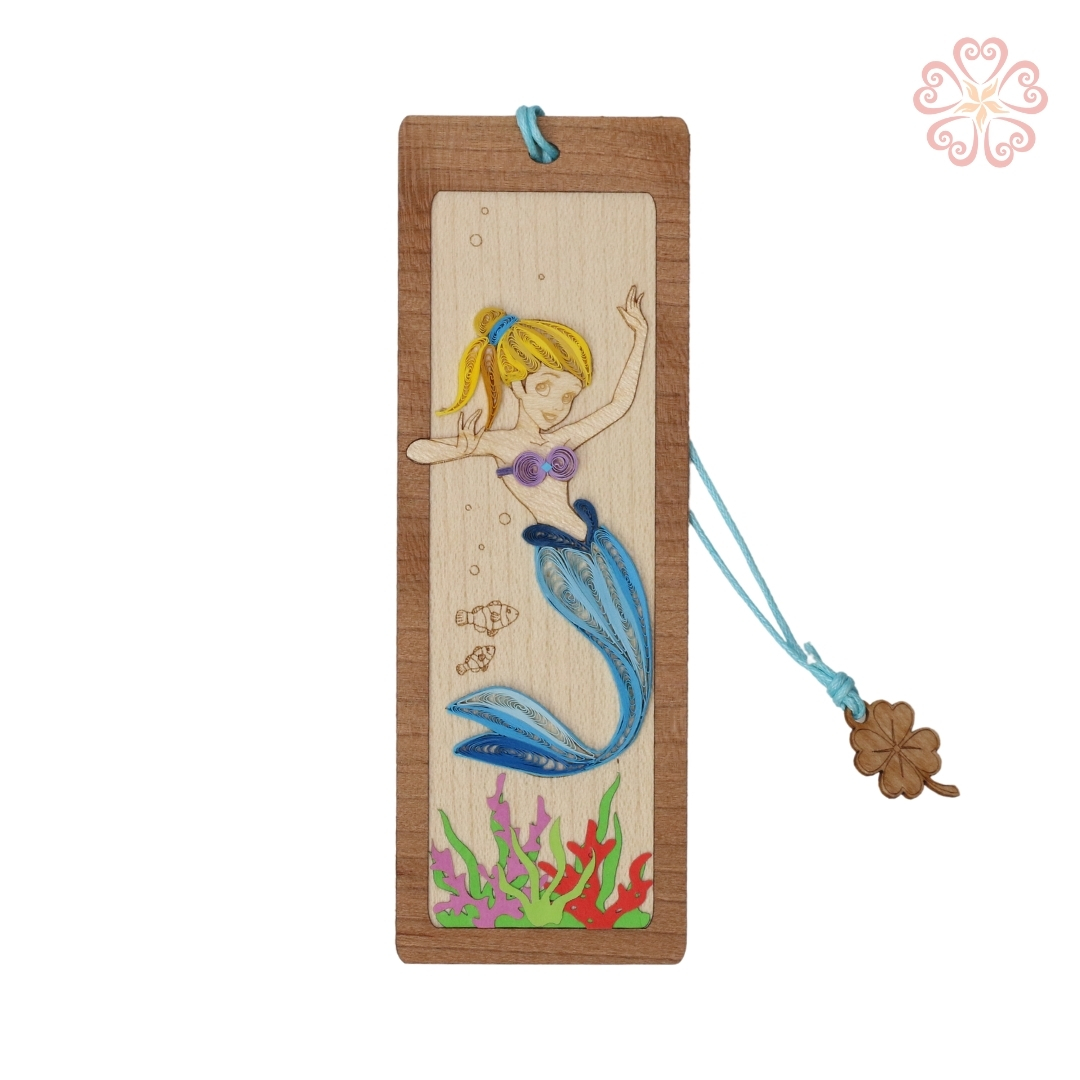 Book mark giấy xoắn - nàng tiên cá - size 13.5 x 5.3 cm