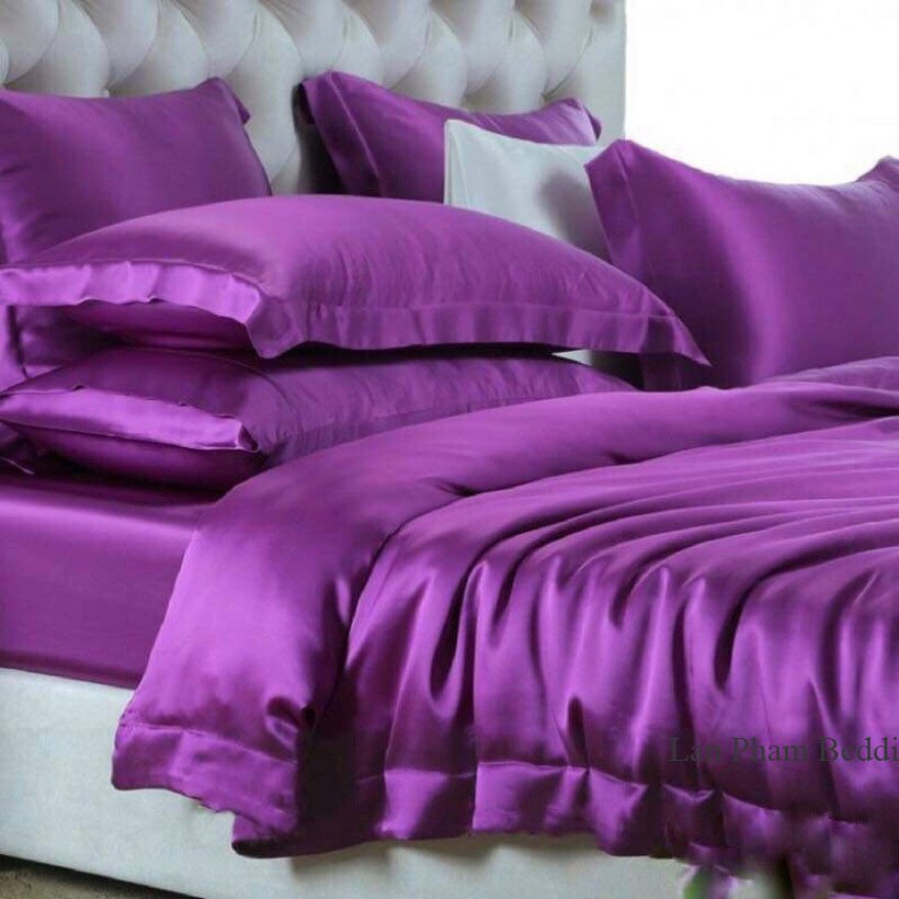 Ga - Drap Giường Lẻ Phi Lụa Cao Cấp Màu Tím Huế