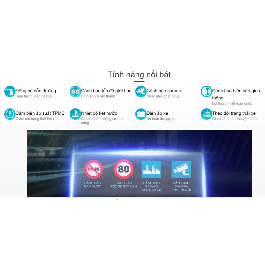 Vietmap H1AS - Màn hình HUD Cảnh báo giao thông dẫn đường Vietmap Live - Báo áp suất lốp - Hàng chính hãng