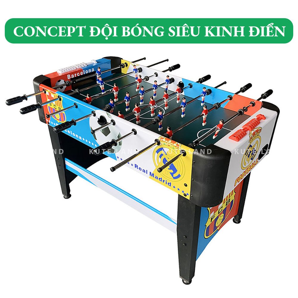 Bàn bi lắc CLB Real &amp; Barca vip size khủng 118x62x80 cm 8 tay cầm chân cao chơi game tại nhà