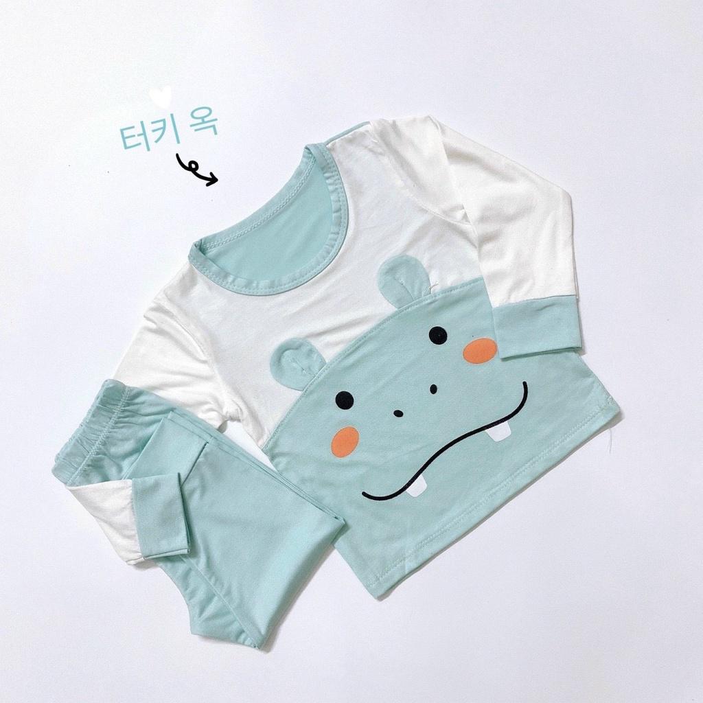 Bộ dài tay thun lạnh cho bé trai, bé gái Kwoo hoạt hình siêu xinh - MC0177