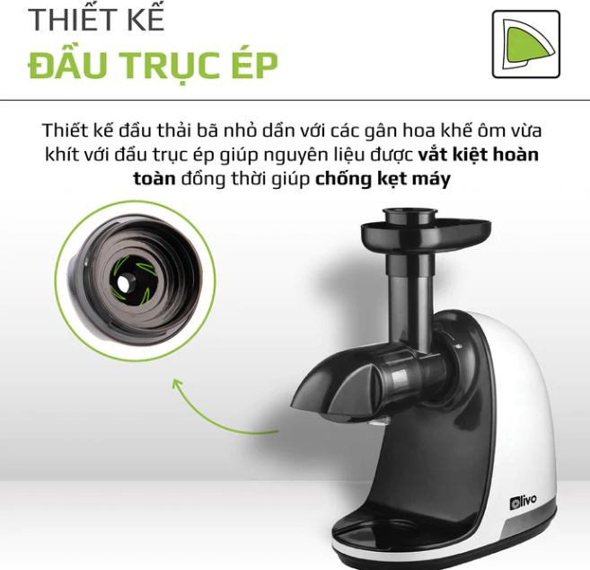 Máy Ép Chậm Olivo SJ22 Thương Hiệu Mỹ Ép Rau Không Lo Kẹt Máy Ép Kiệt 99% Dễ Vệ Sinh Công Suất 150W - Hàng Chính Hãng