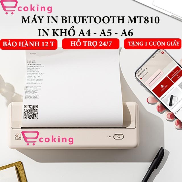 Máy in nhiệt mini bluetooth MT810 ECOKING in khổ giấy A4-A5-A6 sạc pin như điện thoại nhỏ gọn nhẹ nhàng dễ dàng mang đi làm. HÀNG CHÍNH HÃNG