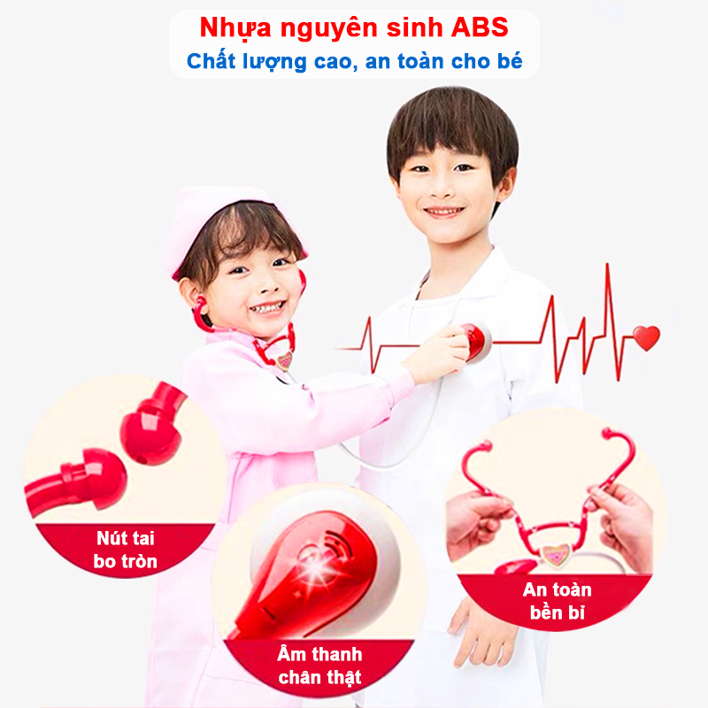 Bộ đồ chơi bác sĩ cho bé 33 chi tiết bổ ích thú vị bằng nhựa nguyên sinh ABS cao cấp an toàn cho bé - DC043