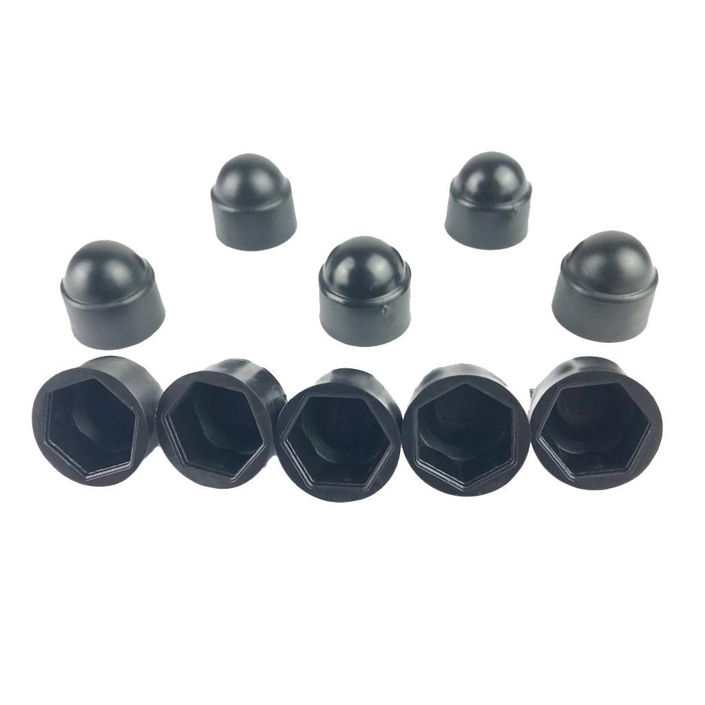 5x 10x Black Tire Wheel Screw Bolts Nut Caps Hexagonal Tyre Wheel M8