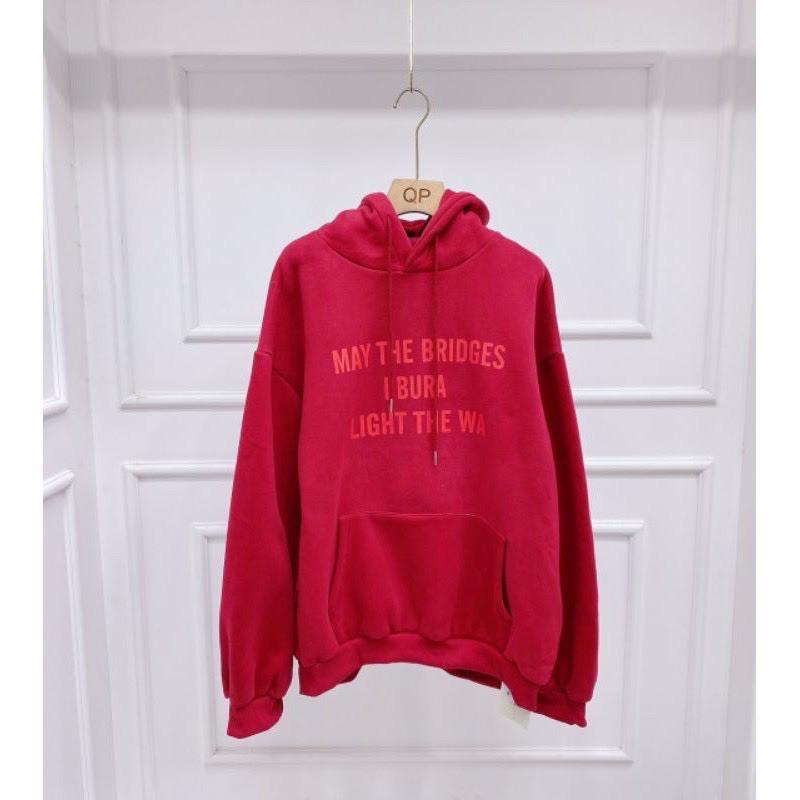 ÁO NỈ BÔNG HOODIE GIA ĐÌNH MÀU ĐỎ IN CHỮ