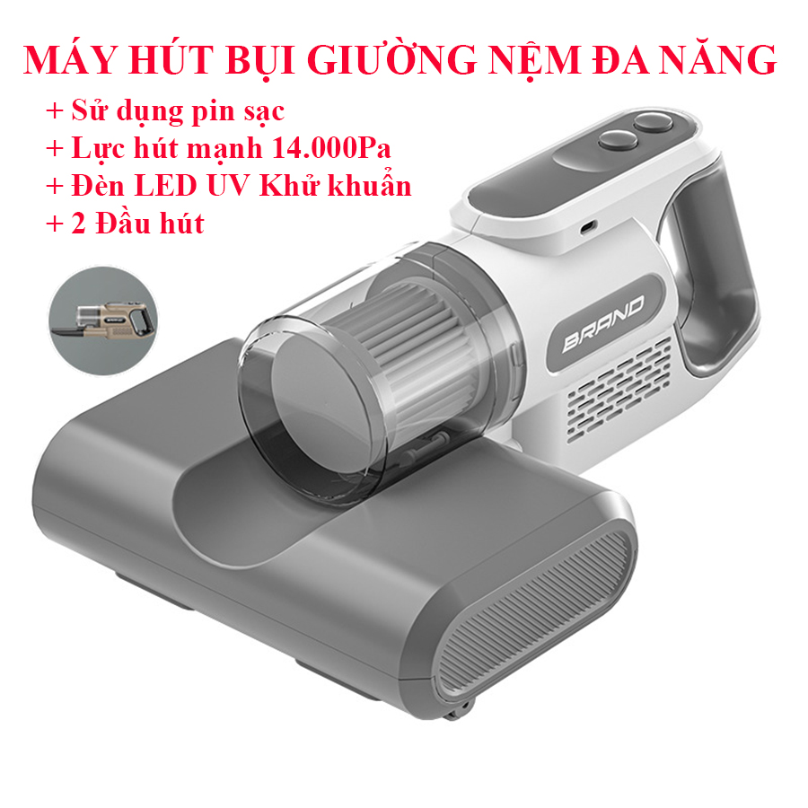 Máy hút bụi giường nệm cầm tay pin sạc. Máy hút bụi chăn ga, giường, đệm, thảm có tia UV