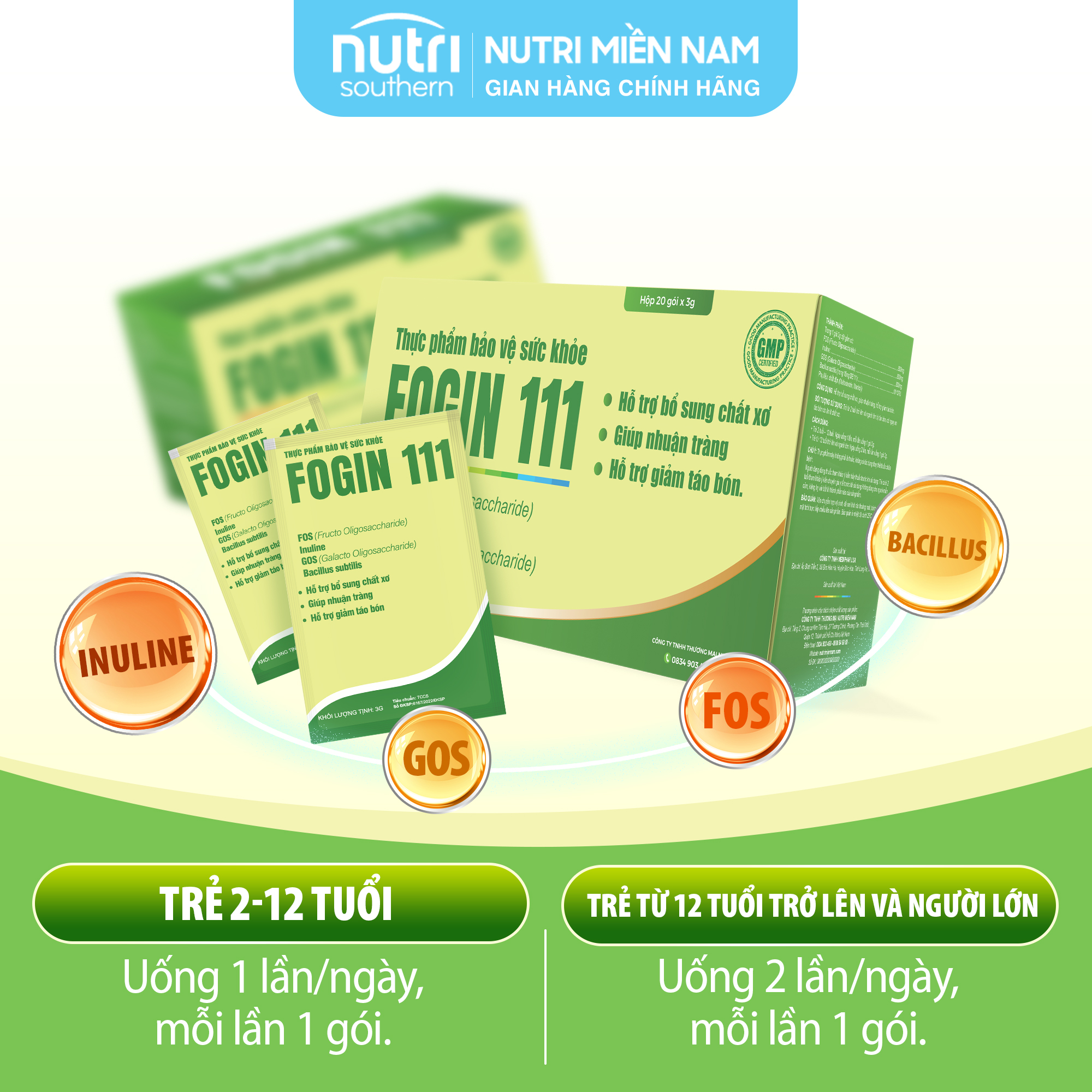 Fogin 111 – Hỗ Trợ Bổ Sung Probiotics và Chất Xơ Giúp Nhuận Tràng, Giảm Táo Bón