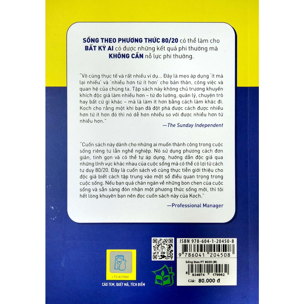 Sách Sống Theo Phương Thức 80/20: Bớt Công Việc, Bớt Ưu Phiền, Thêm Thành Công, Thêm Niềm Vui Sống