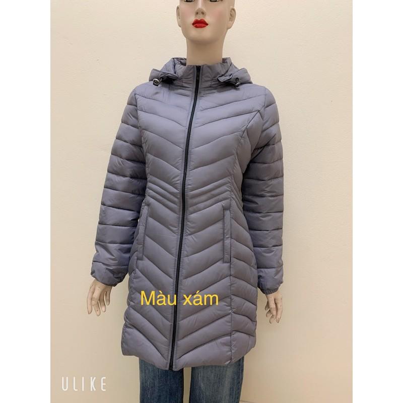 Áo khoác phao thân dài trần 1 kim chữ V