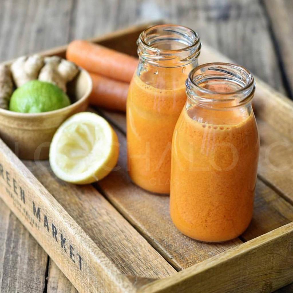 Combo 6 Chai Chai thủy tinh 200ml trơn nắp đen