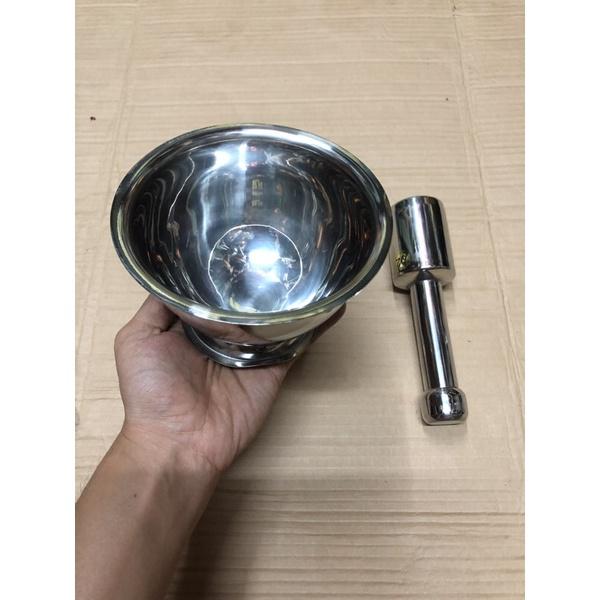 Hình ảnh Dụng cụ giã tiêu đâm tiêu giã hành tỏi cối chày inox cỡ số lớn nhỏ