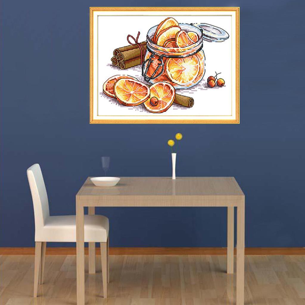 Lemon Tea Stamped Cross Stitch Kit For Adults Hand Embroidery 14CT 28 x 21cm