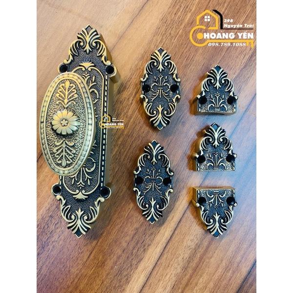 Bộ khoá Clemon đồng cửa gỗ, khoá ke môn đồng thau cửa đi GM