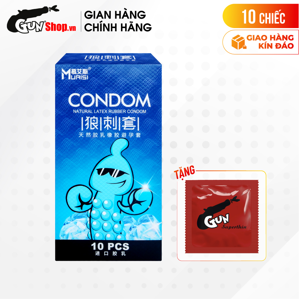 Bao cao su Muaisi Cool - Siêu điểm nổi, mát lạnh kèm 1 chiếc BCS Gun Super Thin