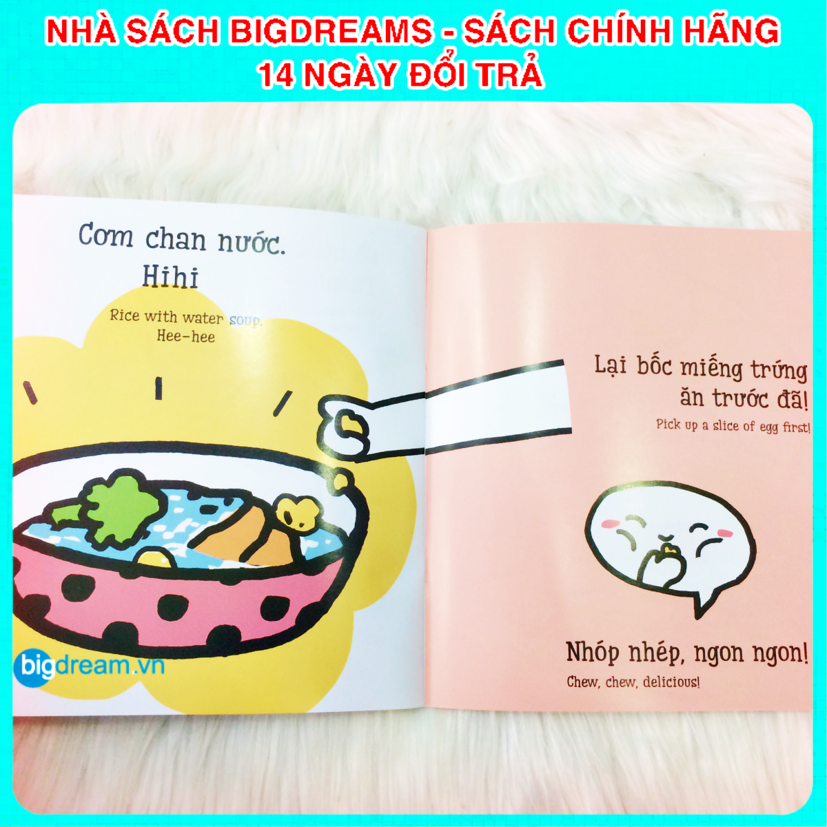 BẢN MỚI SONG NGỮ Miu Miu Tự Lập - Xúc Cơm Ăn Ehon Kĩ Năng Sống Cho Bé 1-6 Tuổi Miu miu hiểu chuyện Miu bé nhỏ