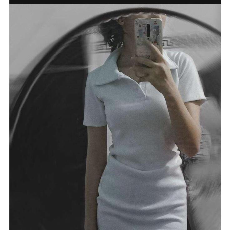 Váy Polo body xẻ trước ôm dáng