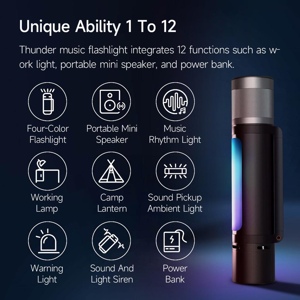 Đèn Pin Xiaomi Youpin NexTool 12 Trong 1 Kèm Loa 4 Màu Có Thể Sạc Lại Cho Hoạt Động Ngoài Trời