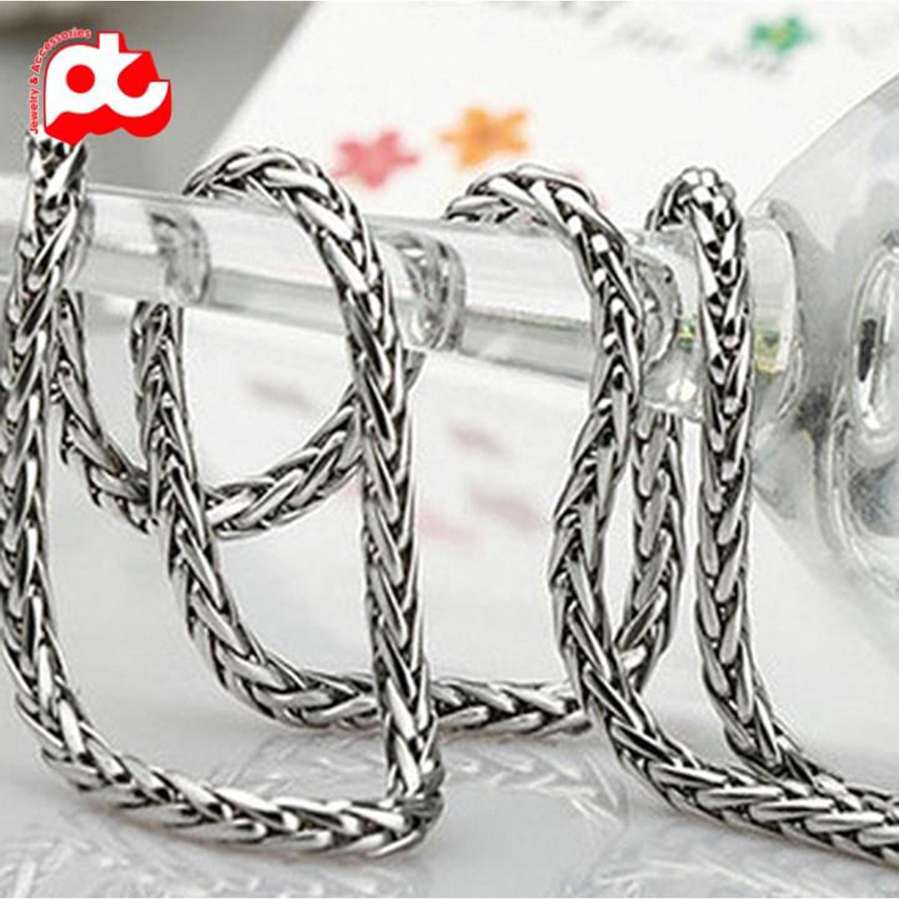 Dây chuyền cao cấp đẹp nam titan thép không gỉ bông dừa xoắn trangsucpt kích cỡ 3mm trắng PTDCNA16