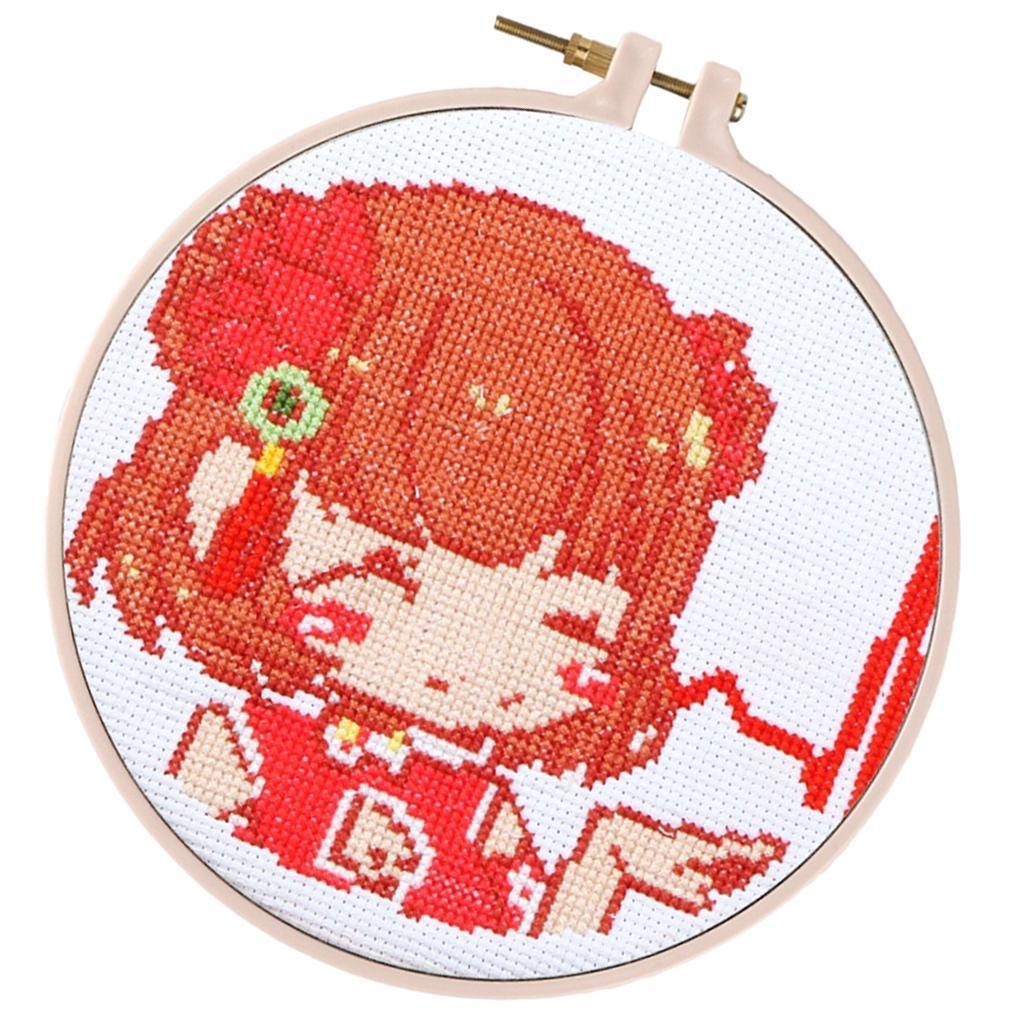 Full Range of Embroidery Starter Kit Cross Stitch Kit Including Embroidery Cloth Wood Embroidery Hoop, Color Threads and Tools Kit