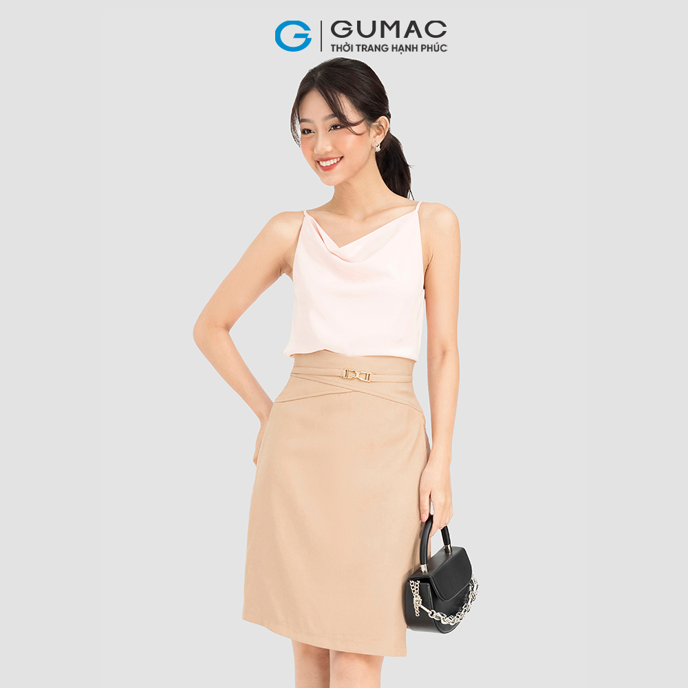 Áo dây GUMAC AC08057 vải lụa 2 dây cổ đổ