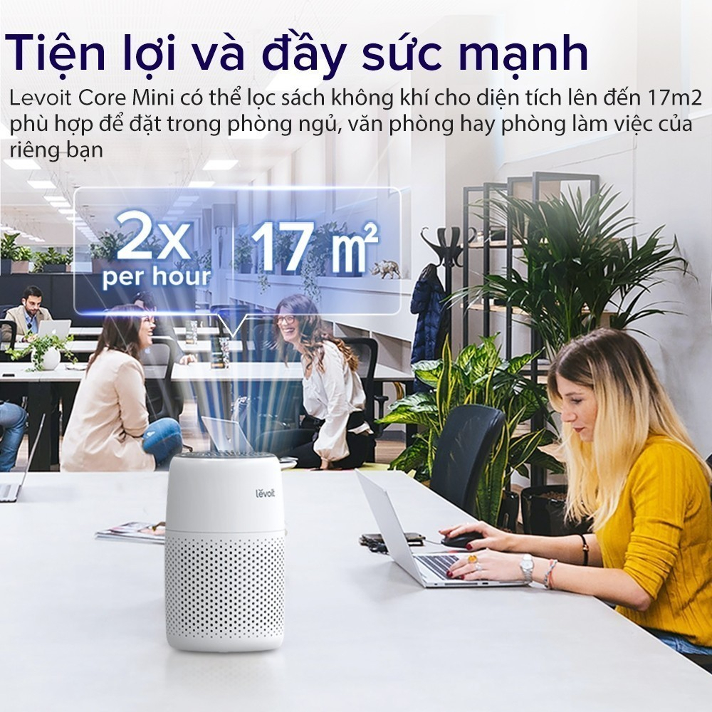 Máy lọc không khí Levoit Core Mini - Diện tích 17m2, Dùng được tinh dầu, Công nghệ Air Turbo - Hàng Chính Hãng