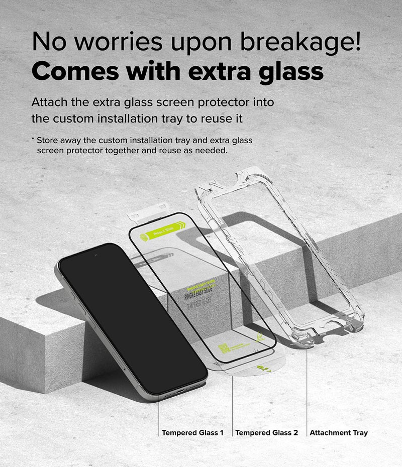 Bộ 2 Miếng Dán Cường Lực RINGKE Easy Slide Tempered Glass cho iPhone 16/ 15/ iPhone 16 Plus/ 15 Plus/ 16 Pro/ 16 ProMax_ Hàng chính hãng